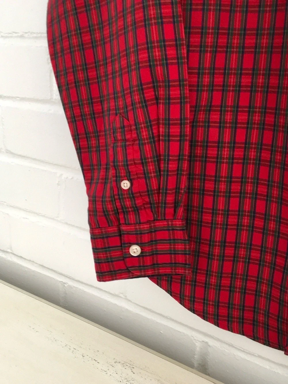 Boys Size M Ralph Lauren Red/Navy Blue Plaid Button-Down Holiday Christmas Shirt